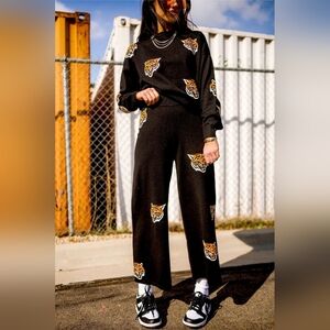 Dressed In LaLa Black Tiger Print Sweater and Pants Set 2X